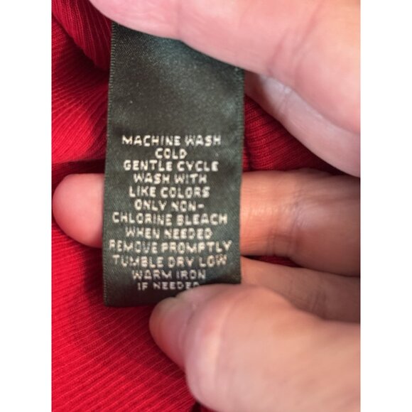 Lauren Ralph Lauren Women’s 2X Red Top Brown Shoulder Patch Equestrian Country - Picture 6 of 10